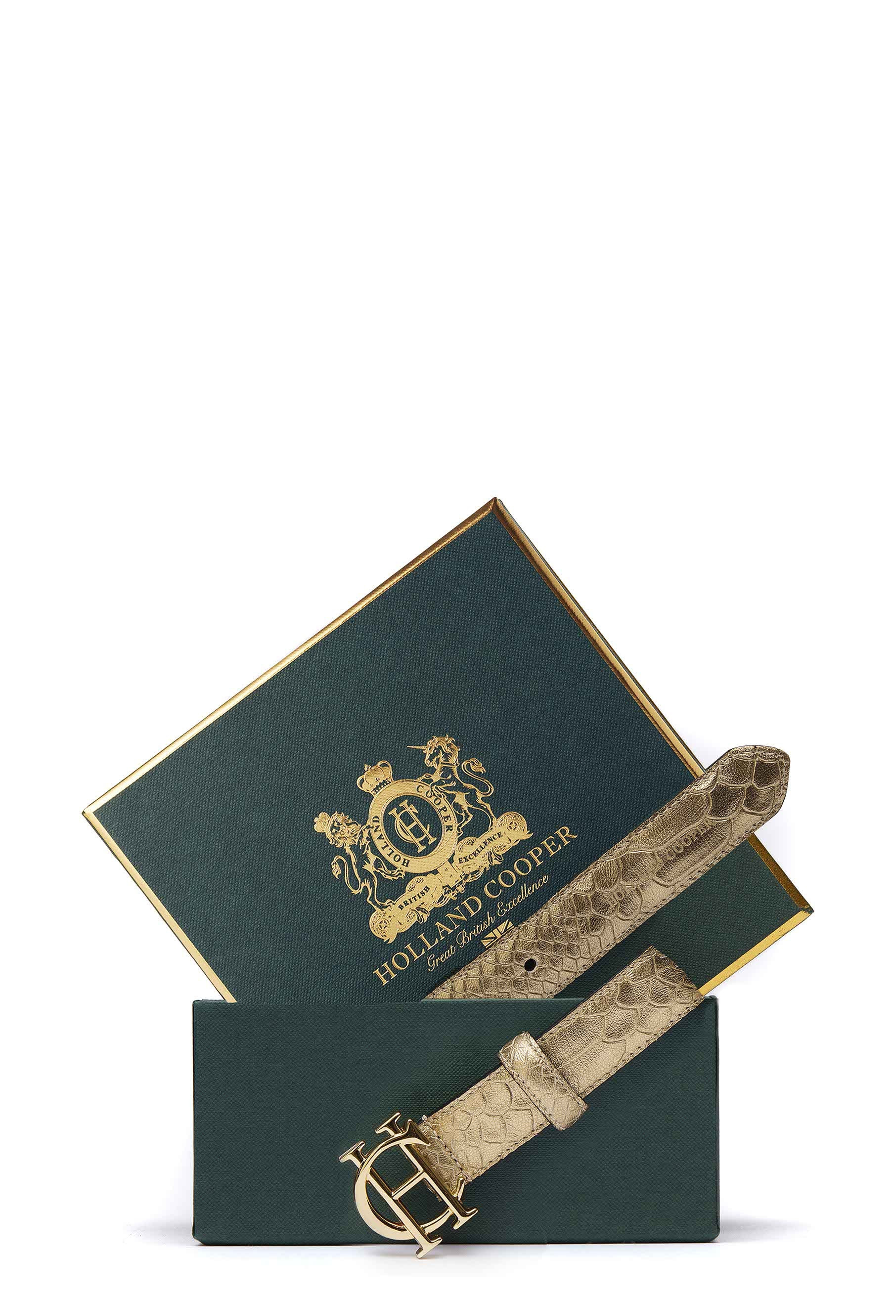 HC Classic Slim Belt (Champagne Croc) | Holland Cooper