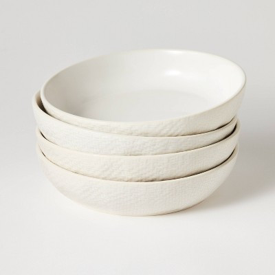 4pc Stoneware Noodle Bowls Cream - Threshold™ designed with Studio McGee: Scratch-Resistant, Microwave & Dishwasher Safe | Target
