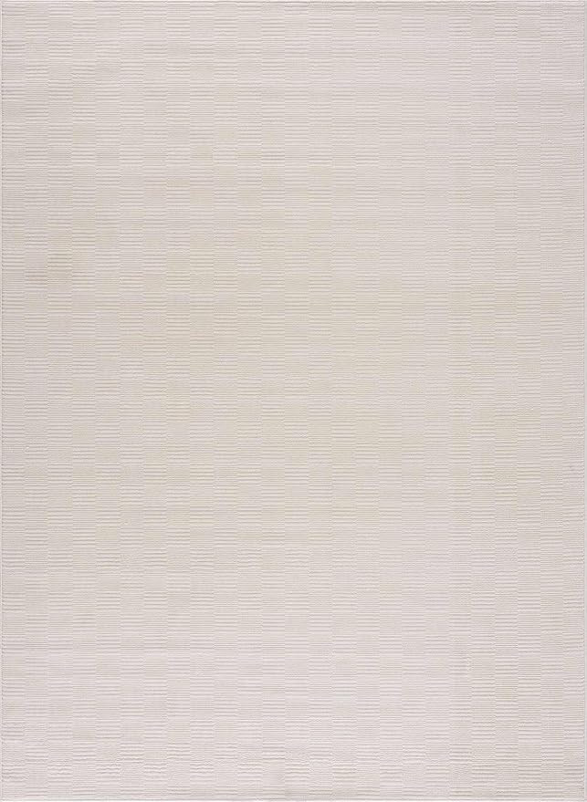 Hauteloom Kazuma Living Room, Bedroom Machine Washable Area Rug - Square Piles, Checkered - White... | Amazon (US)