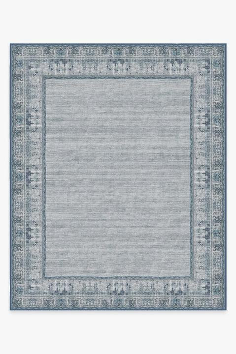 Vintage Daisy Bordered Blue Rug | Ruggable