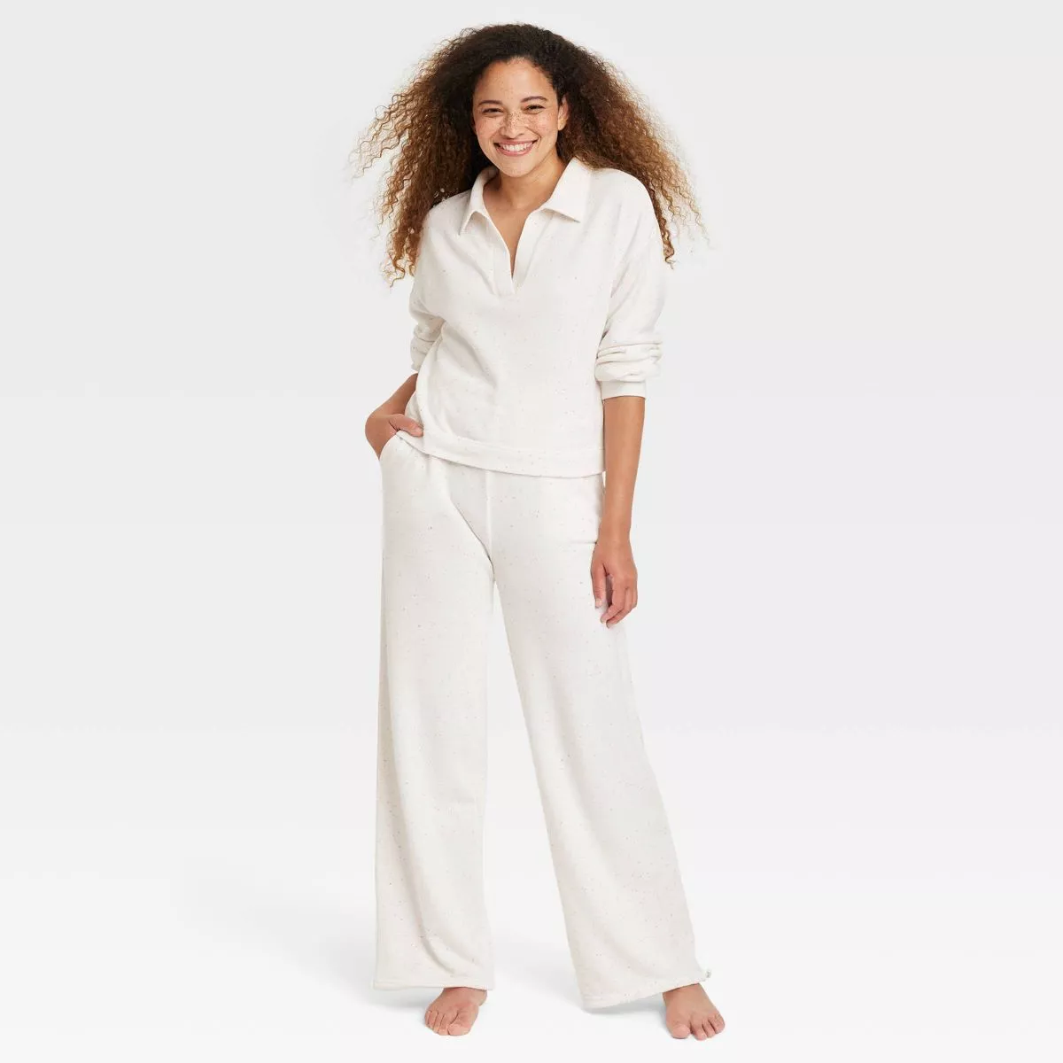 Women's Fleece Wide Leg Lounge Pajama Pants - Colsie™ Black Xl : Target