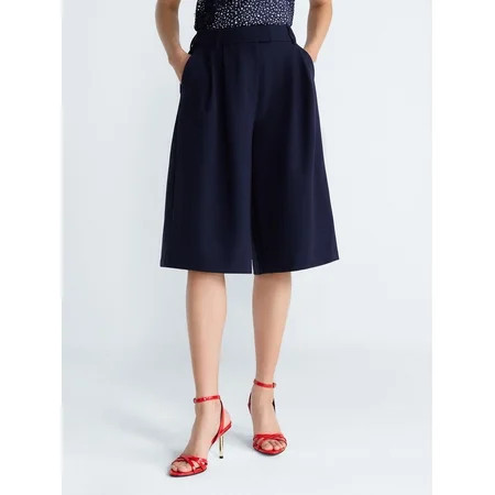 Devil Wears Prada Scoop Collection Women’s High Rise Pleated Culottes 15 Inseam Sizes 0-20 | Walmart (US)