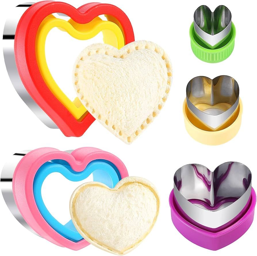 Heart Sandwich Cutter and Sealer,Heart Cookie Cutters 5 Pcs Valentine's Day Heart Shapes Stainles... | Amazon (US)