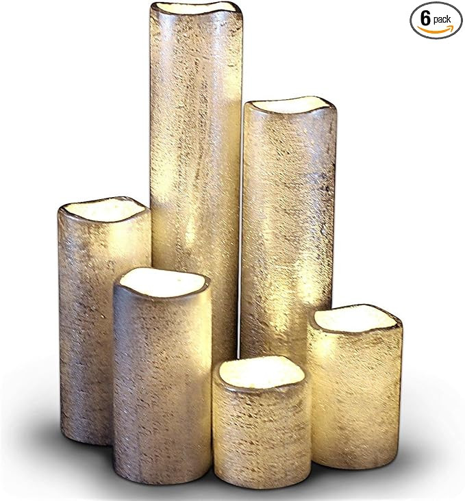 Flameless LED Candles Battery Operated with Timer Slim Set of 6, 2 Inches Wide and 2 - 9 Inches T... | Amazon (US)