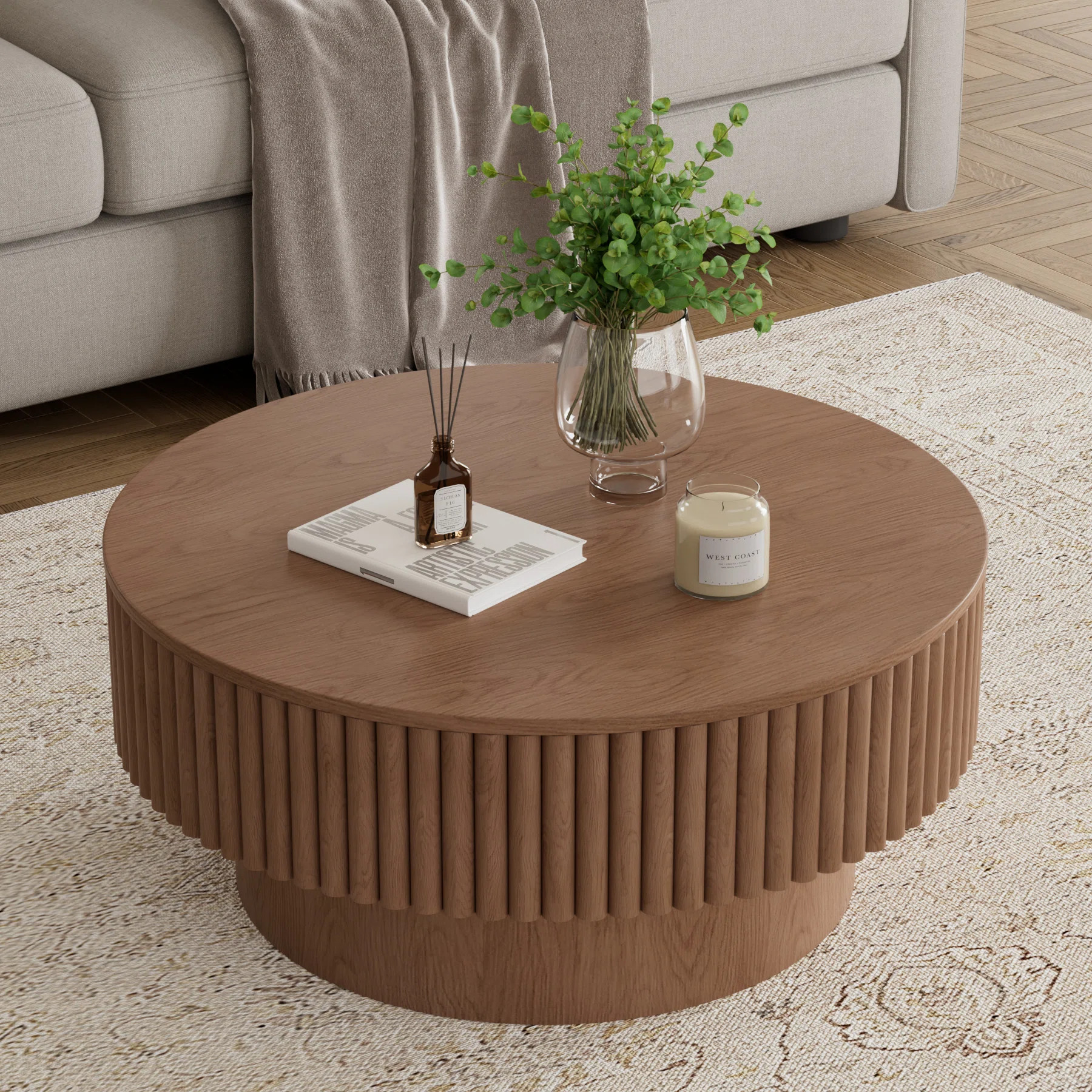 Round Drum Coffee Table with Storage | Wayfair North America
