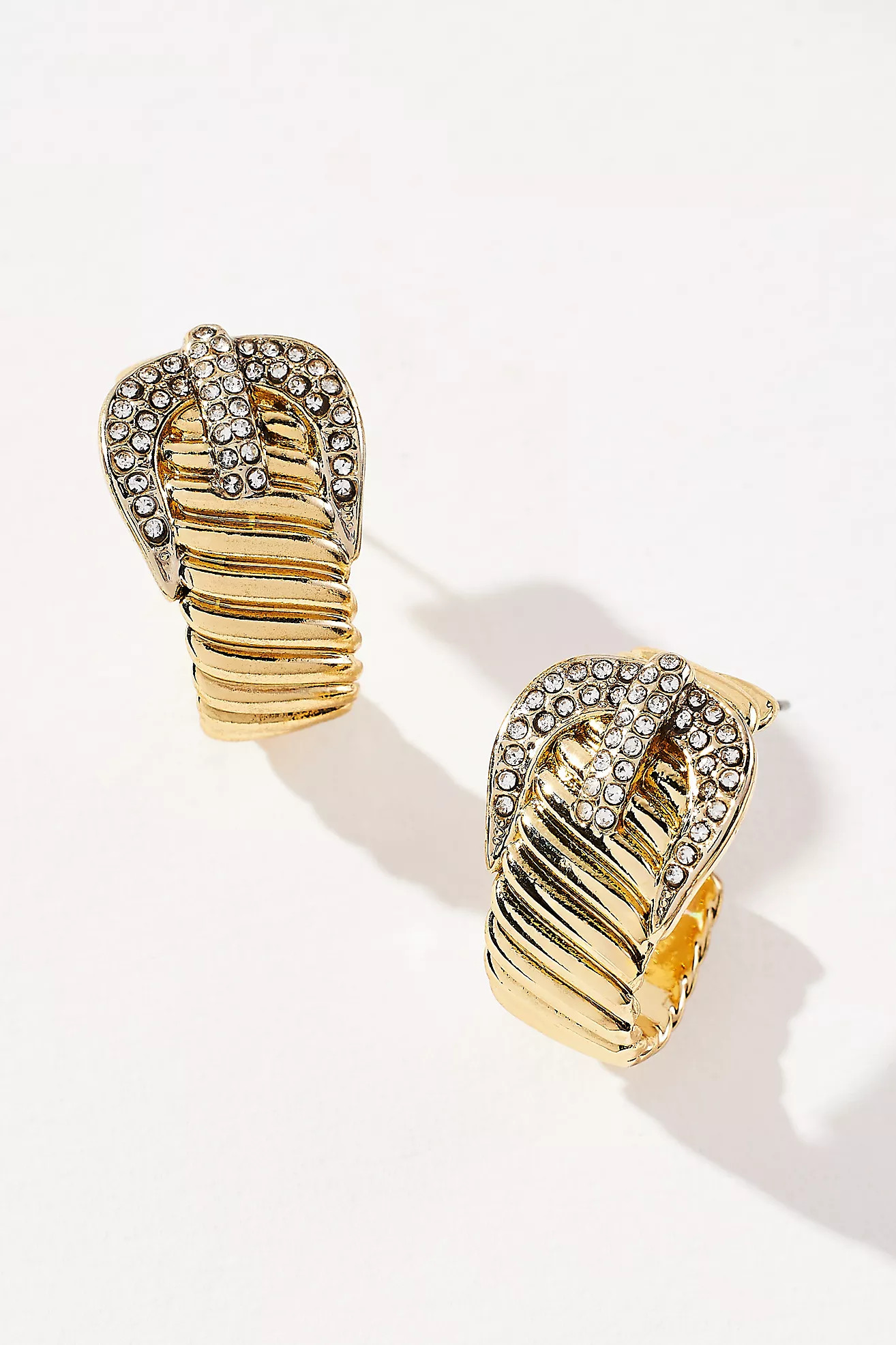 Pavé Ribbed Buckle Earrings | Anthropologie (US)