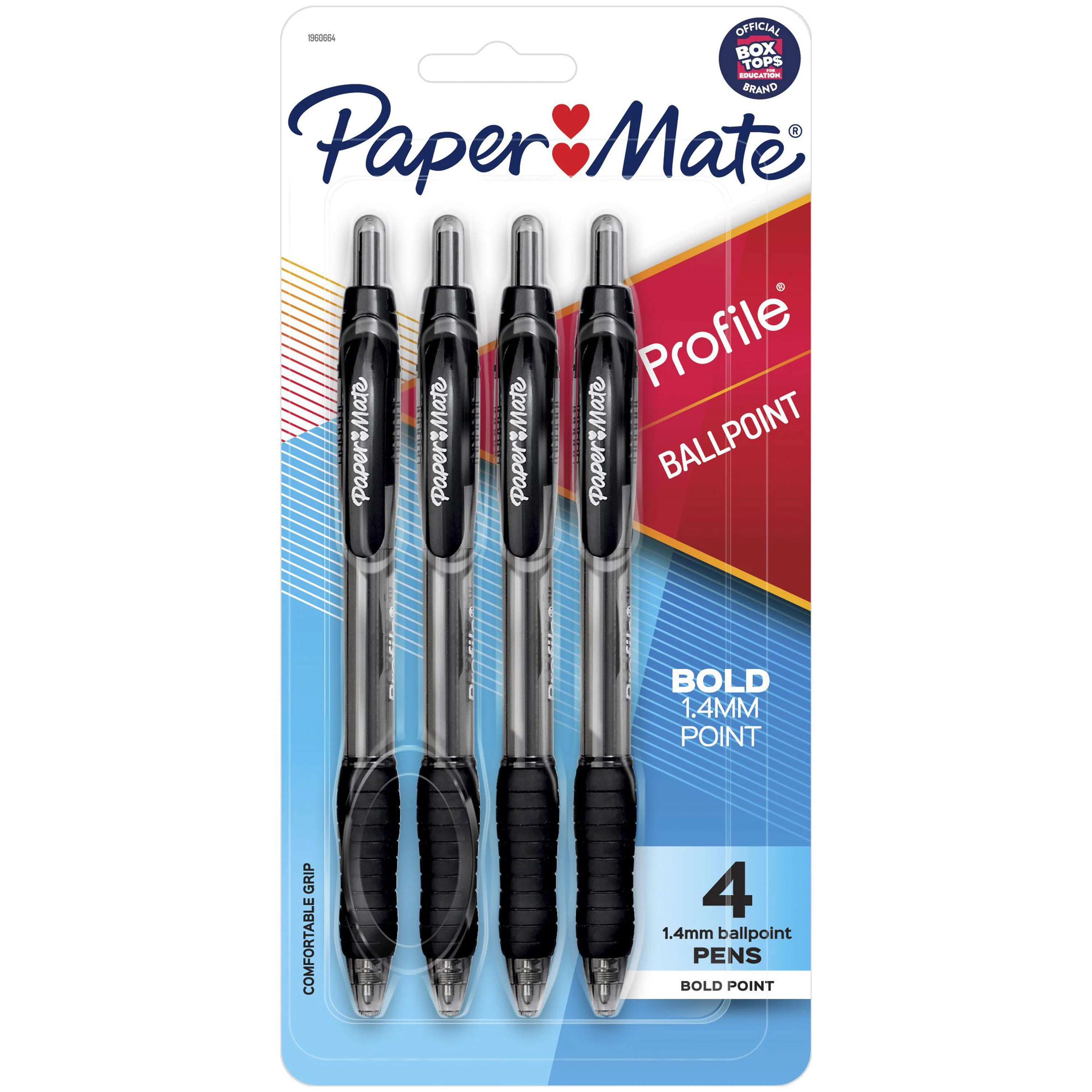 Paper Mate Profile Retractable Ballpoint Pens, 1.4 mm Bold Point, Black, 4 Count | Walmart (US)