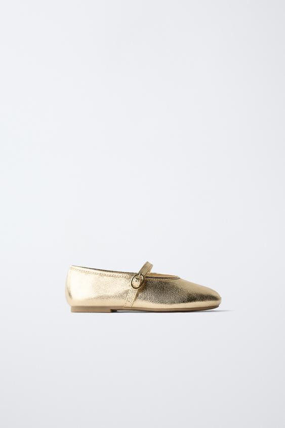 METALLIC BALLET FLATS | Zara US