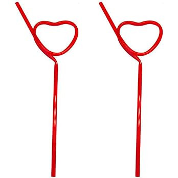 SITAER Heart-Shaped Party Straws Drinking Sipping Straws, Novelty Props for Birthday Party (25 pa... | Amazon (US)