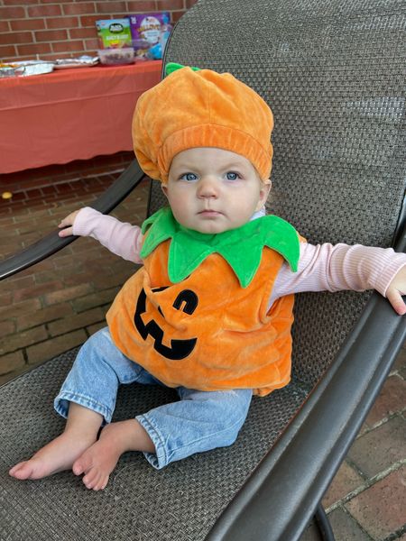Pumpkin costume for babies 
Target costume, baby, 12 months, infant costume, trick or treat, happy Halloween 
🎃 

#LTKHalloween #LTKfindsunder50 #LTKbaby