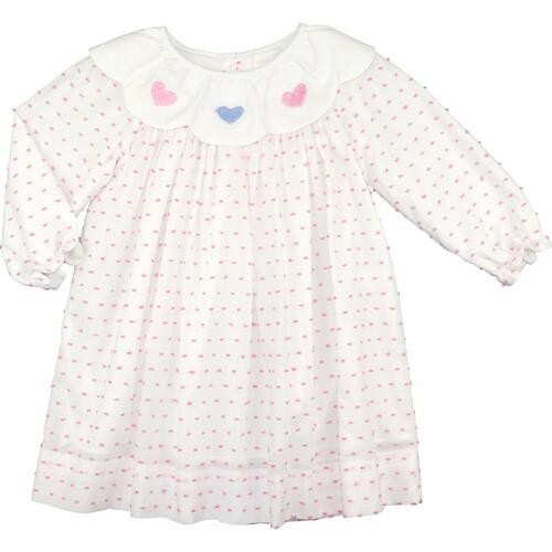 Pink Swiss Dot Embroidered Hearts Dress | Cecil and Lou