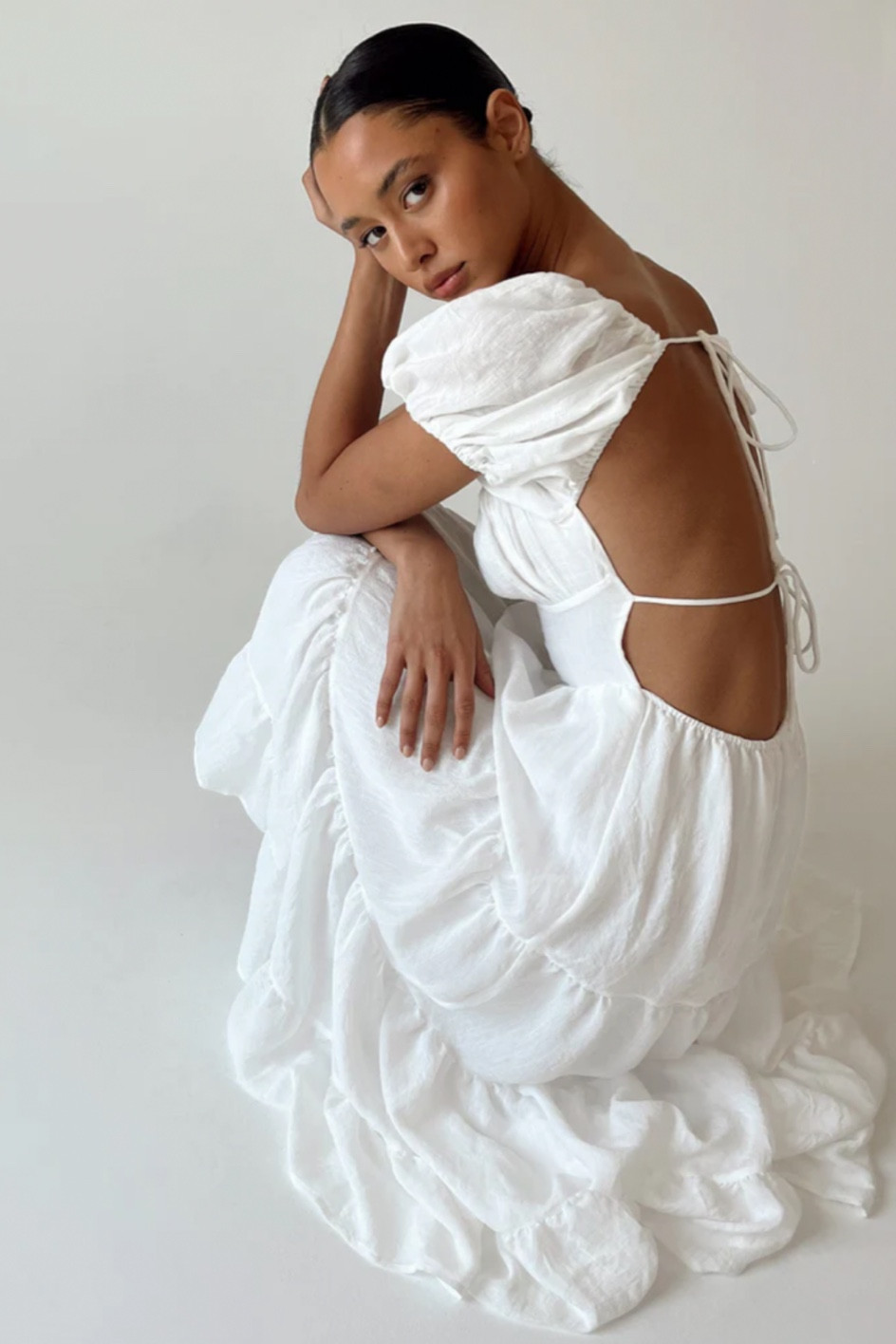 White puff sleeve, backless summer dress from Princess Polly

#LTKunder100 #LTKSeasonal #LTKstyletip