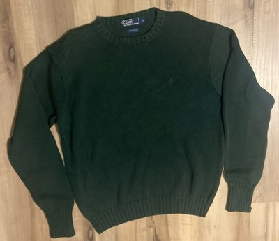 Polo Ralph Lauren Cotton Men’s Large Sweater Dark Christmas Green VTG | eBay US