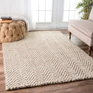 nuLOOM Handmade Eco Natural Fiber Jute Chevron Ivory Rug (5' x 8') | Bed Bath & Beyond