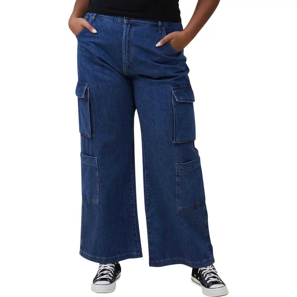 Cotton On Wide Leg Cargo Pocket Jeans in Nordic Blue at Nordstrom Rack, Size 2 | Nordstrom Rack