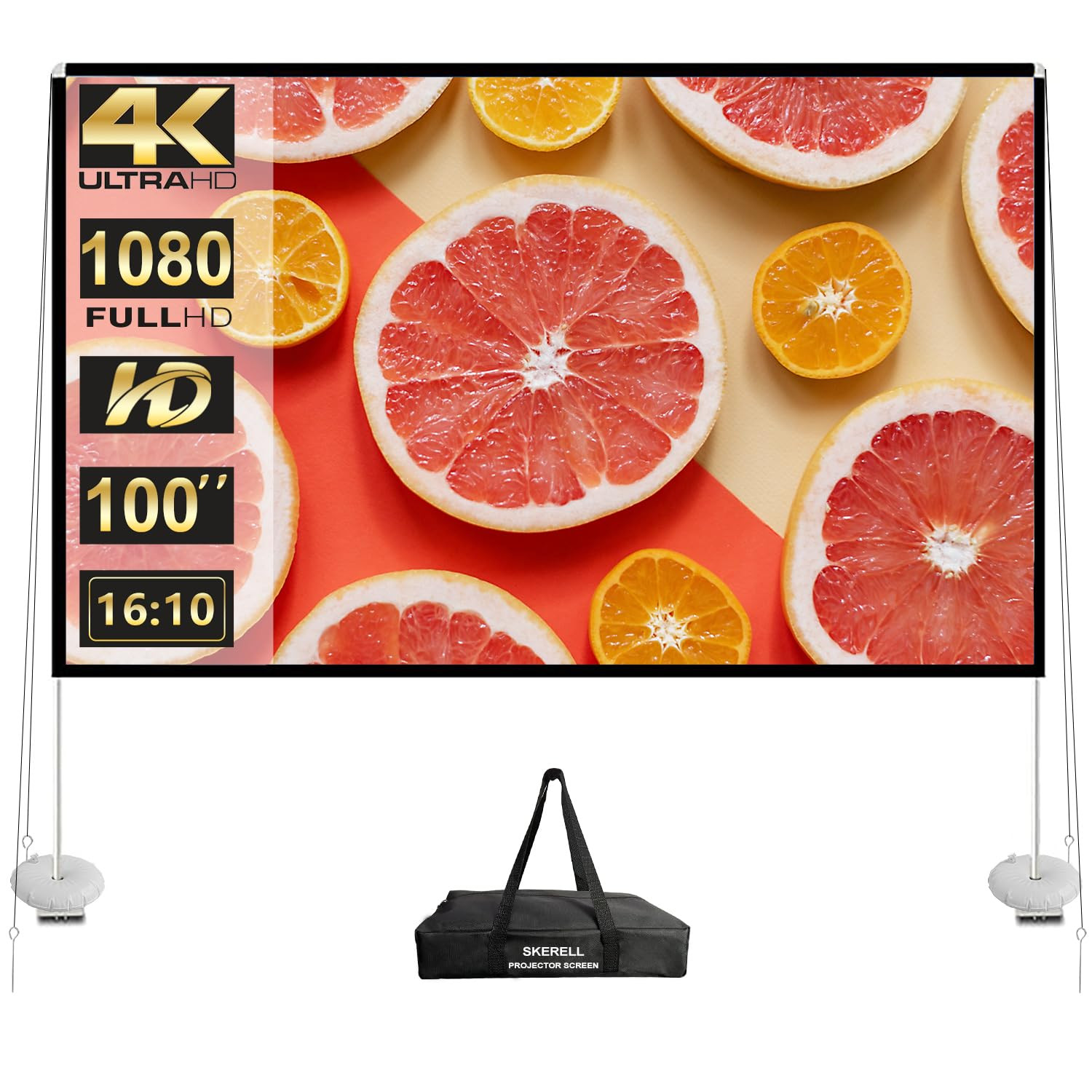 Outdoor Projector Screen with Stand 100 Inch: Portable Projection Screen 16:10 4K HD Outdoor Movi... | Amazon (US)