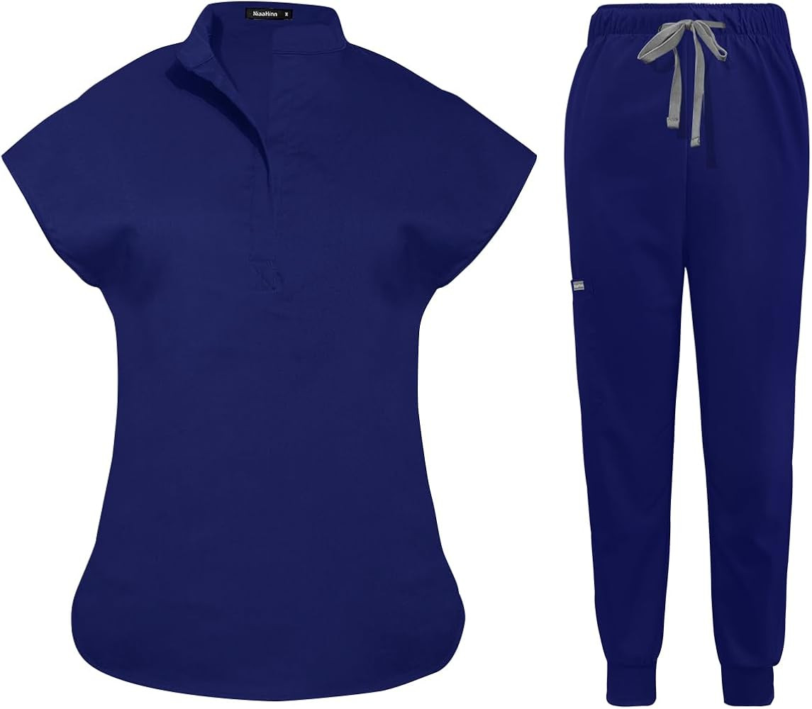 niaahinn Scrubs Set for Women Nurse Uniform Jogger Suit Stretch Top & Pants with Multi Pocket for... | Amazon (US)