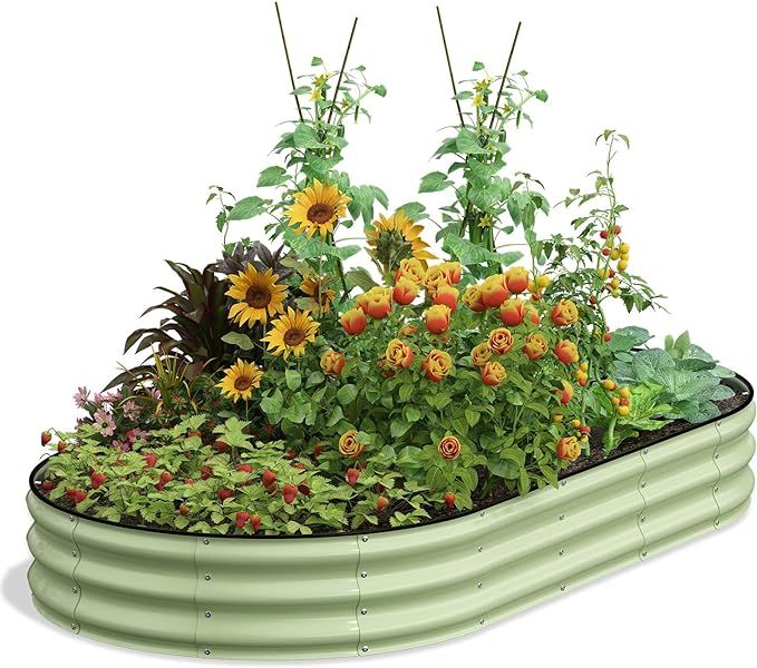 Pattiumo Oval 8x4x1 FT Galvanized Raised Garden Bed Kit, 3 in 1 Large Metal Planter Box for Outdo... | Amazon (US)