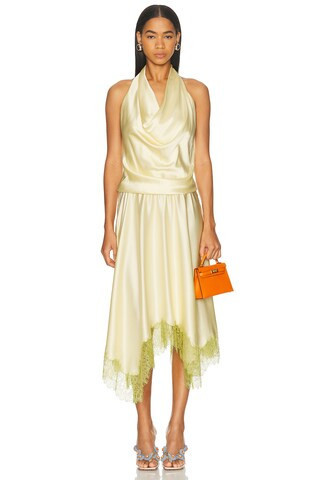 Staud Elira Silk Dress in Yellow,Green | FWRD 