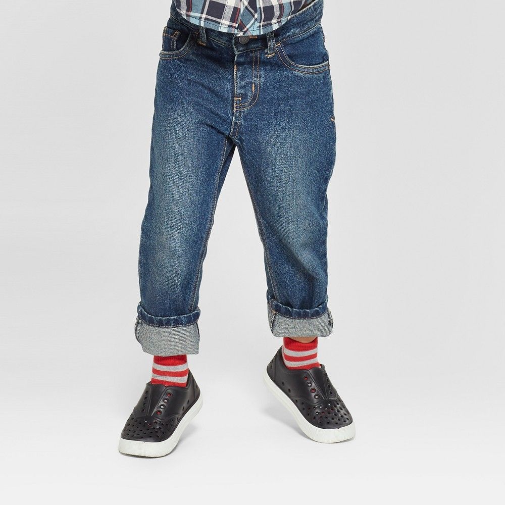 Toddler Boys' Relaxed Straight Jeans - Cat & Jack Medium Blue 12 M | Target