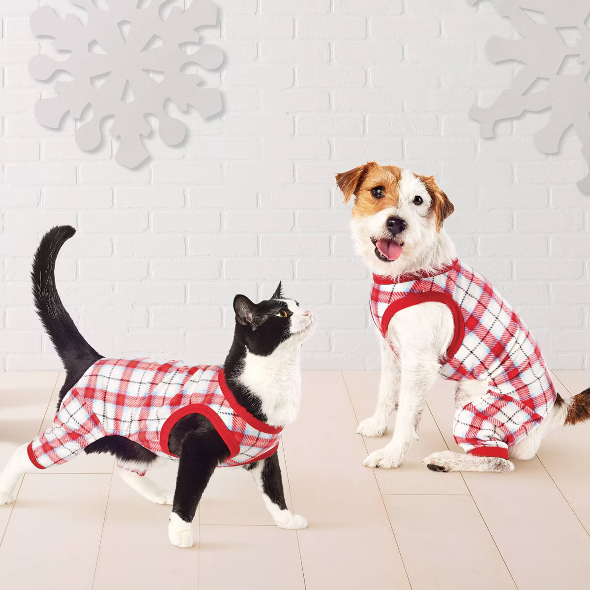 Plaid Microfleece Matching Family Dog and Cat Pajamas - Wondershop™ White/Red | Target