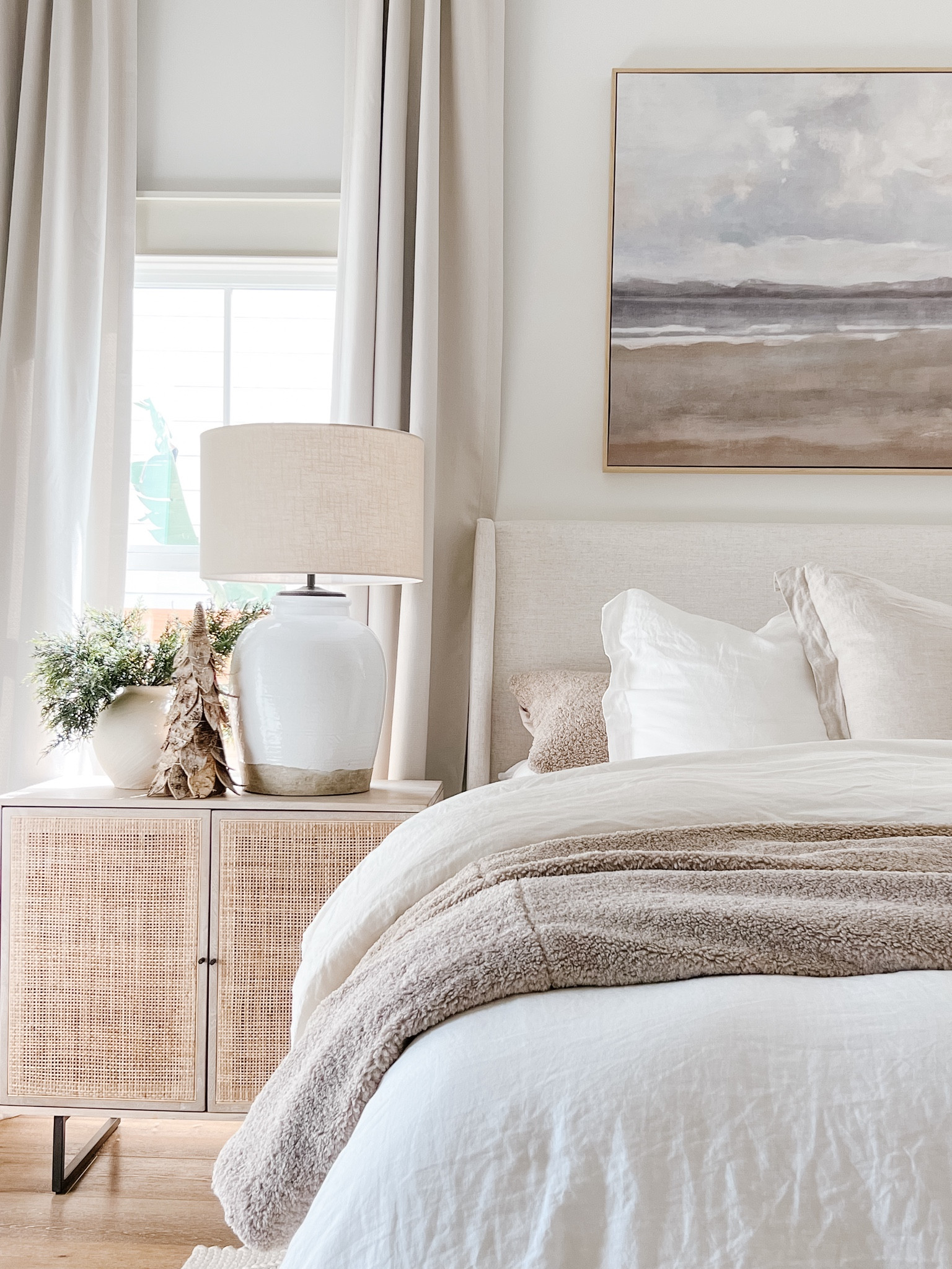 Love this soft holiday palette #potterybarn #greenery #sale #blackfriday #deals #bedroom #holiday #nightstands 
#bedding 

#LTKhome #LTKHoliday #LTKCyberWeek