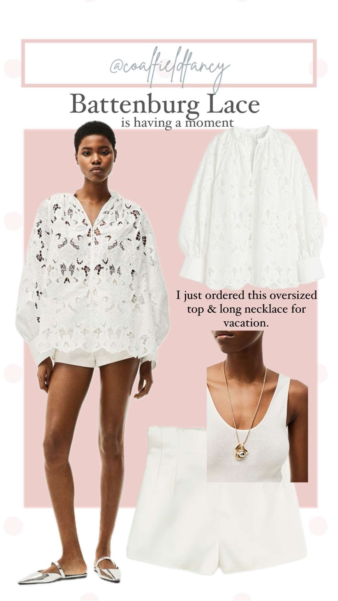 Spring outfit
Vacation outfit
Embroidered Lace top
White top
White shorts
Long necklace
Gold necklace 


#LTKsalealert #LTKover40 #LTKfindsunder50