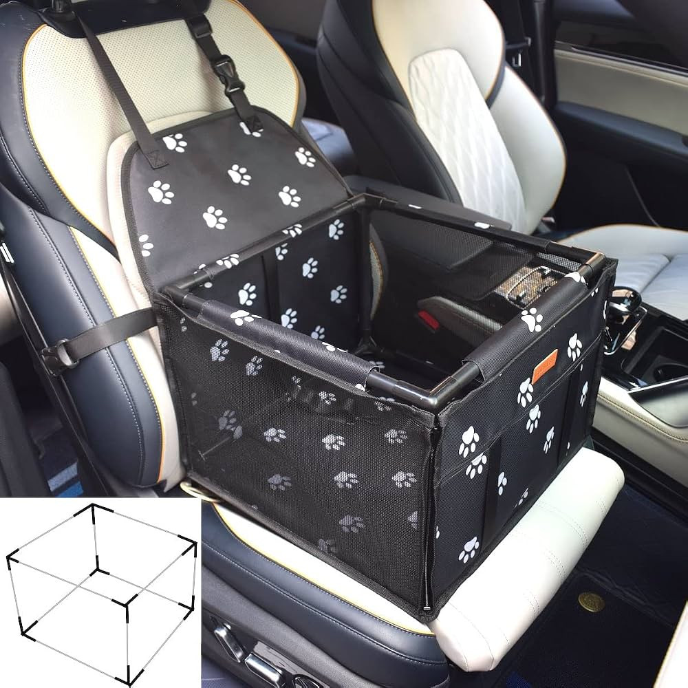 GOBUYER Waterproof Pet Dog Car Seat Booster Carrier Box and Basket with Seat Belt Harness Restrai... | Amazon (UK)