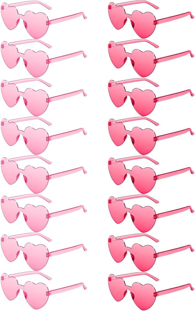 JDHXBMW 16Pairs Heart Sunglasses for Women Colored Heart Shaped Sunglasses Rimless Fun Heart Glas... | Amazon (US)