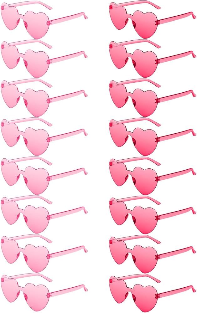 JDHXBMW 16Pairs Heart Sunglasses for Women Colored Heart Shaped Sunglasses Rimless Fun Heart Glas... | Amazon (US)