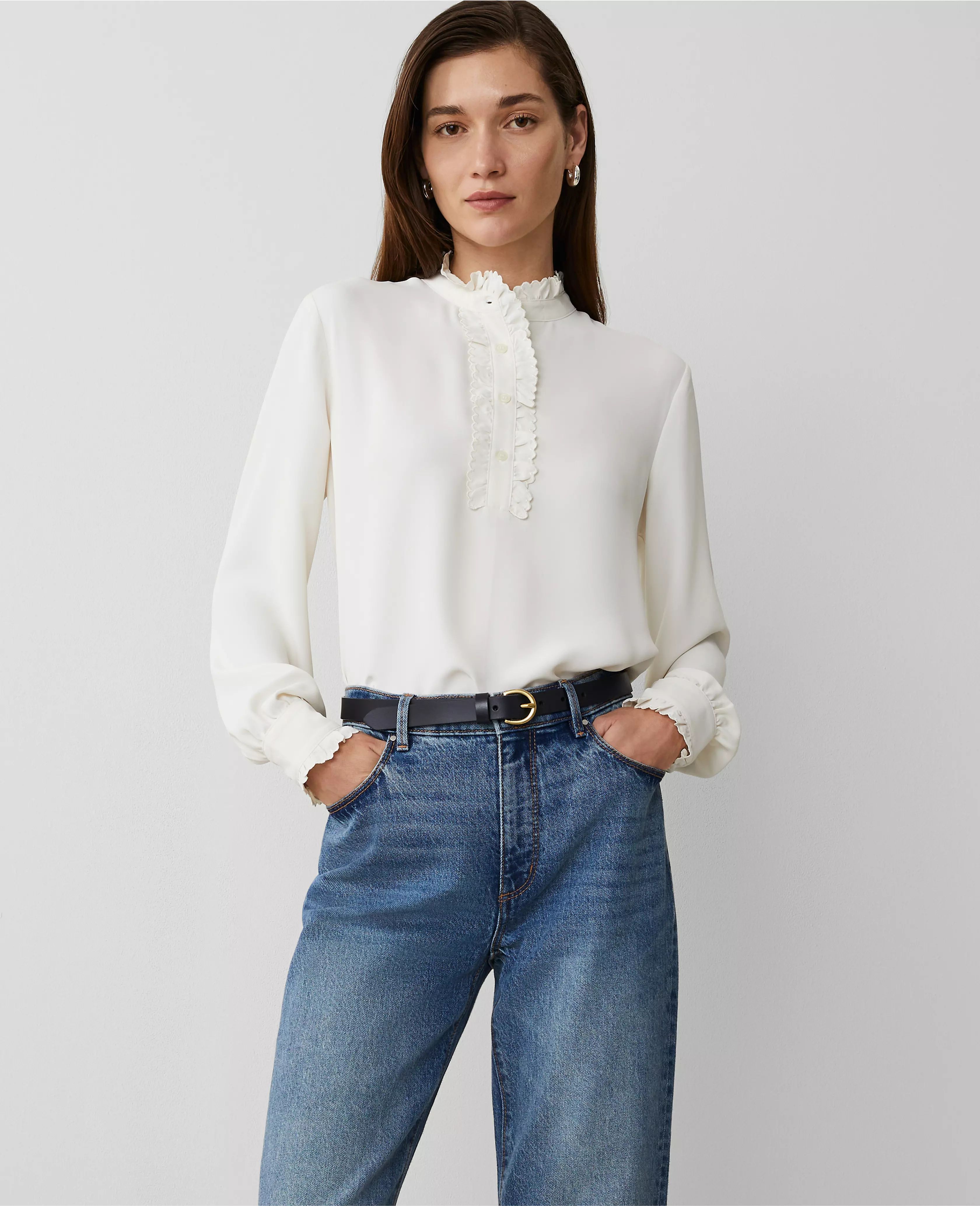 Scallop Ruffle Trim Top | Ann Taylor (US)