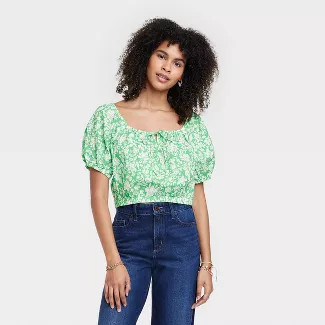 Women's Puff Short Sleeve Peasant Top - Universal Thread™ | Target