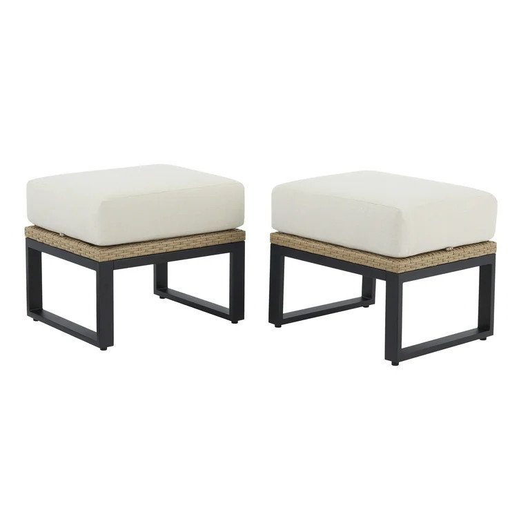 Better Homes & Gardens Ventura 2-Piece Outdoor Wicker Ottoman, Beige | Walmart (US)