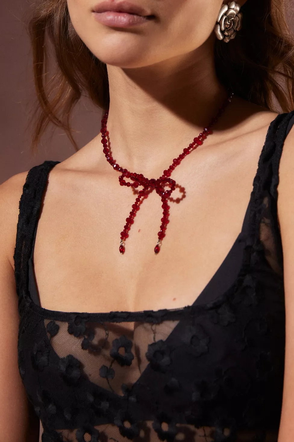 Beaded Bow Necklace | Urban Outfitters (US and RoW)