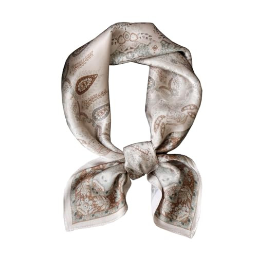 JERLA 100% Pure Mulberry Silk Square Scarf for Hair-26''x26'' Women Men Natural Silk Neckerchief Headscarf Bag scarf, Paisley Khaki 2, 26.7”X26.7” | Amazon (UK)