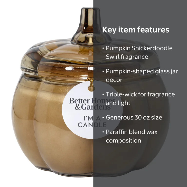 Better Homes & Gardens 3-Wick 30 oz Glass Jar Candle, Pumpkin Snickerdoodle Swirl | Walmart (US)