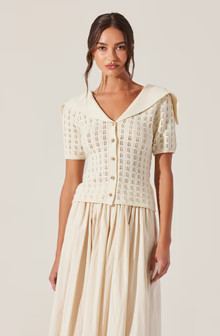 Analissa Pointelle Sailor Collar Cardigan | ASTR The Label (US)