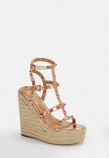 Missguided - Rose Gold Dome Stud Wedges | Missguided (US & CA)