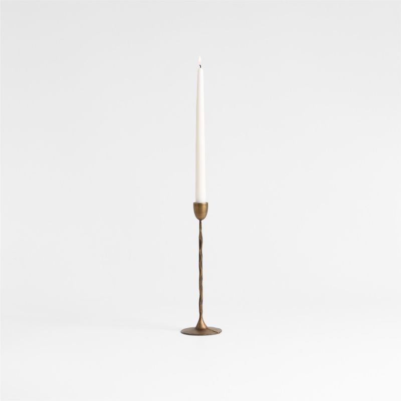 Barteau Large Brass Taper Candle Holder 11" | Crate & Barrel | Crate & Barrel