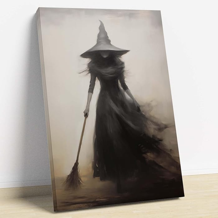 Dark and Moody Wall Art Vintage Rustic Witch Posters Dark Gothic Posters Vintage Witch Wall Art Goth Spooky Season Poster Halloween Prints for Home Decor Vintage Moody Painting 16x24inch Wood Frame | Amazon (US)