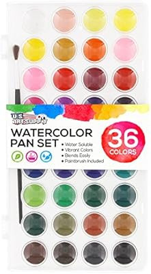 U.S. Art Supply 36 Color Watercolor Artist Paint Set with Plastic Palette Lid Case and Paintbrush... | Amazon (US)