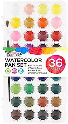 U.S. Art Supply 36 Color Watercolor Artist Paint Set with Plastic Palette Lid Case and Paintbrush... | Amazon (US)