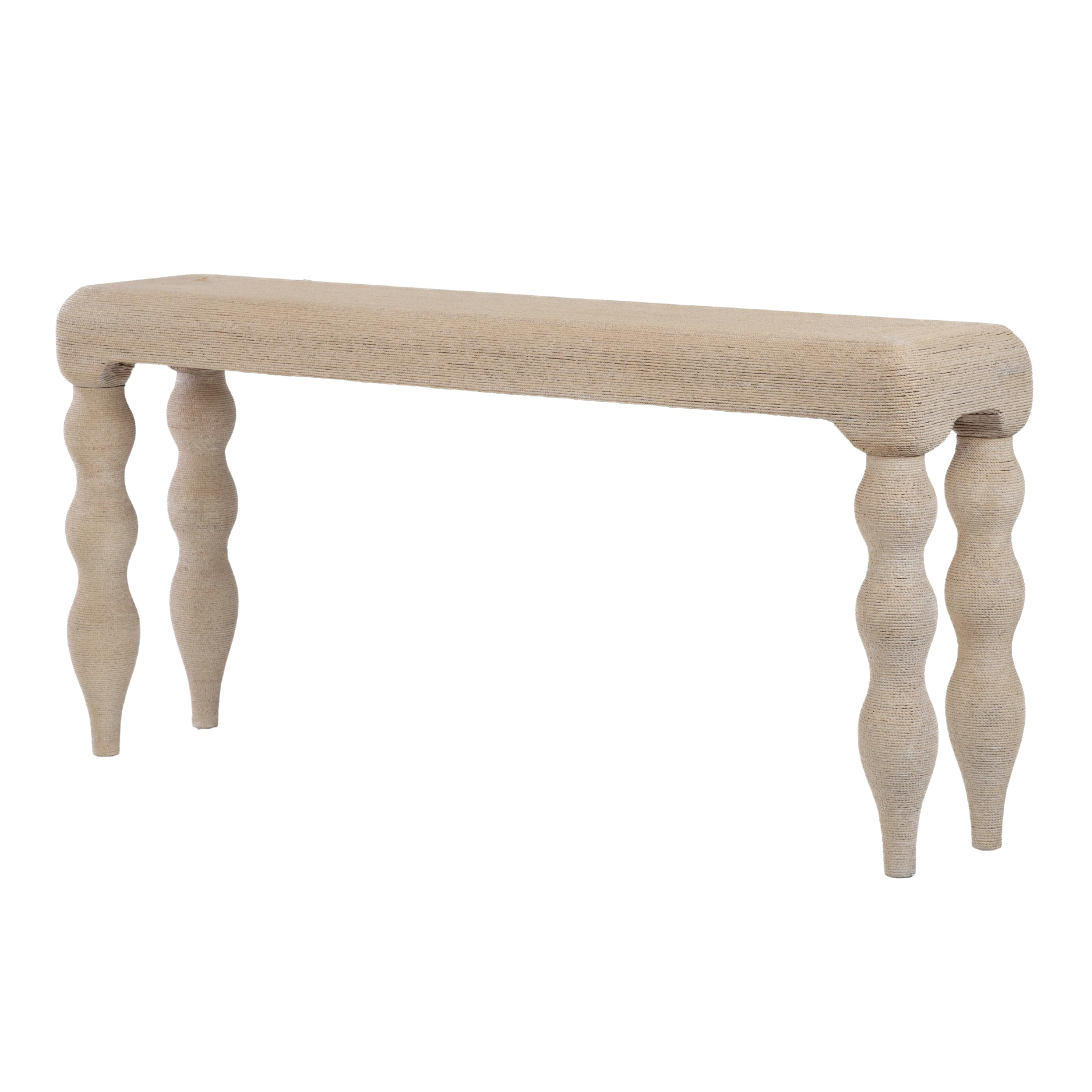 Sylvie Whitewash Seagrass Curvy Leg Console Table | World Market
