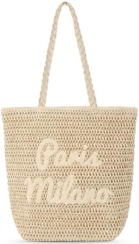Beach Bags for Women - Large Straw Bag Woven Beach Tote, Summer Handmade Shoulder Handbag | Amazon (US)