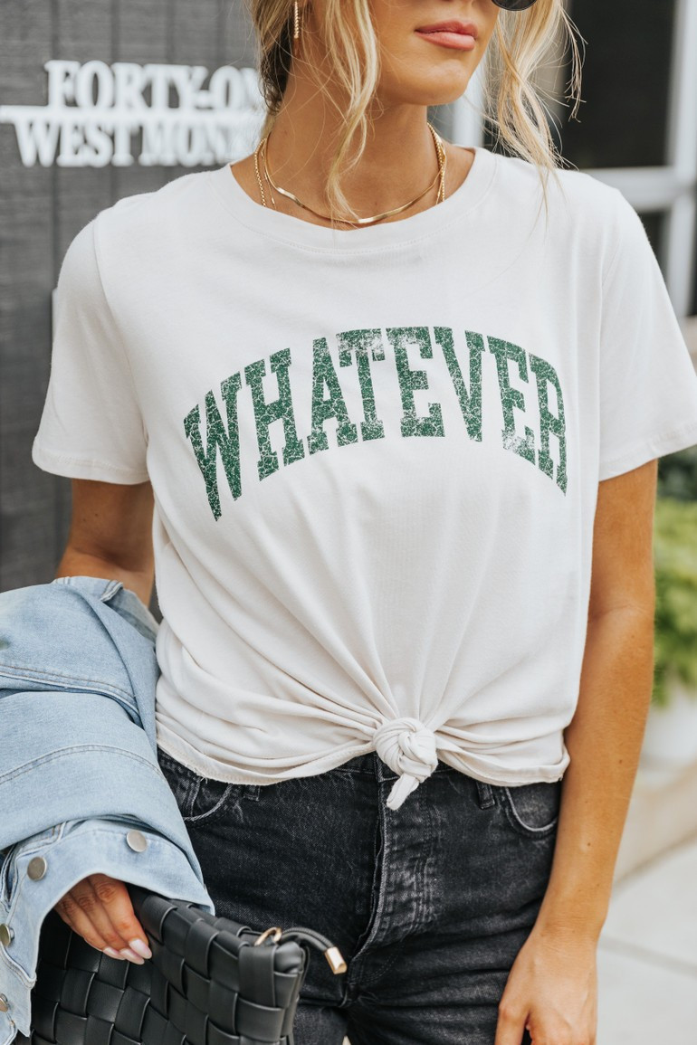 "Whatever" Light Beige Oversized Graphic Tee | Magnolia Boutique