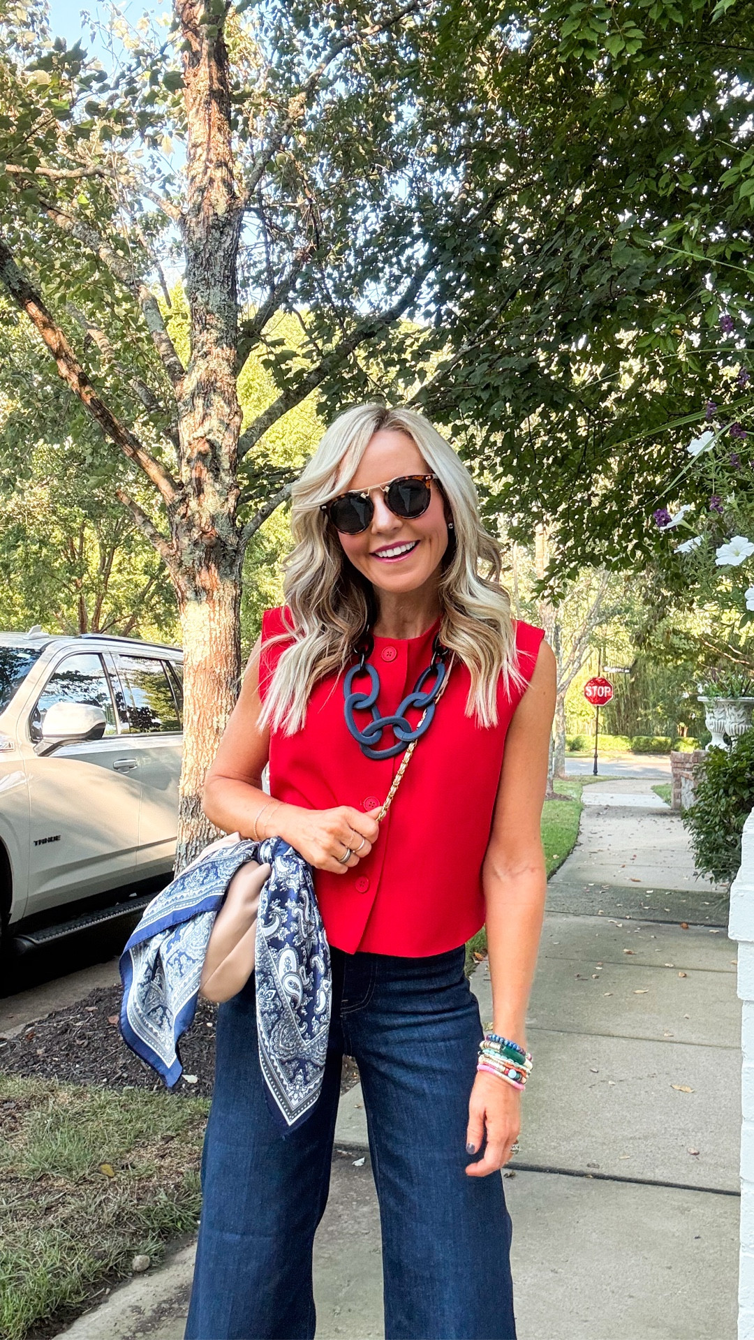 Friday night lights! wearing XS in vest, size 24 in jeans • 

#LTKSeasonal #LTKStyleTip #LTKOver40