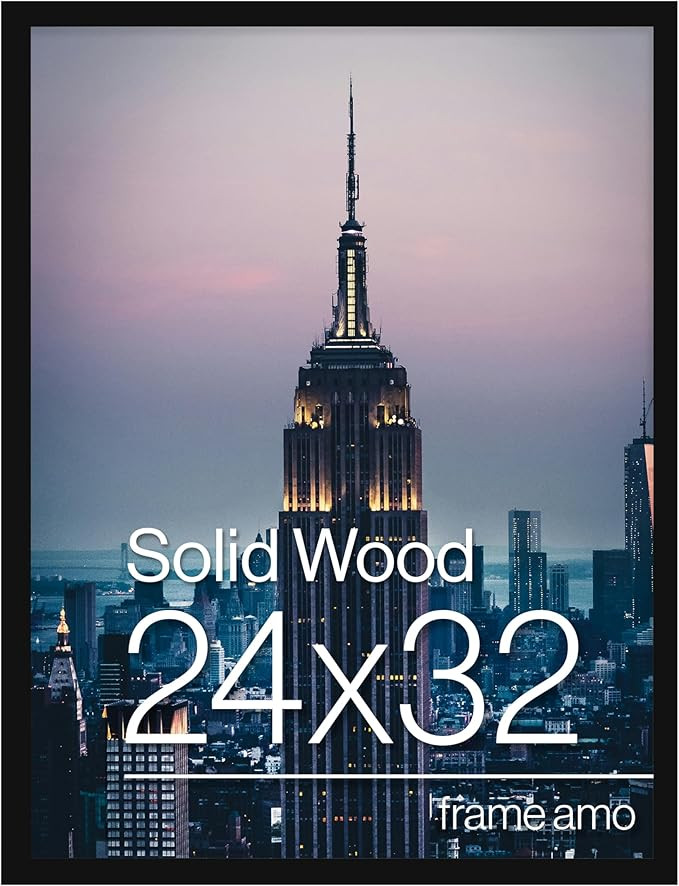 Frame Amo Black 24x32 Solid Wood Poster Frame, 1 inch Wide Border, Acrylic Front | Amazon (US)