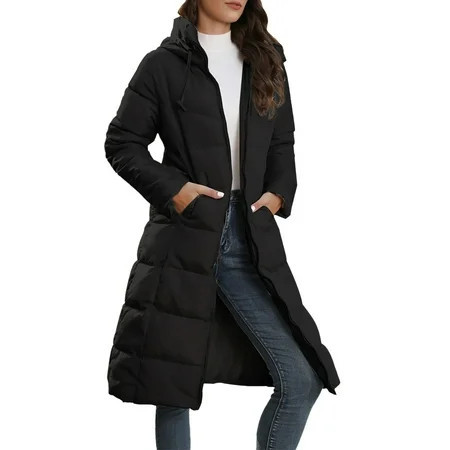 Black Womens Puffer Jackets Packable Down Jacket Hooded Puffer Jacket Lightweight Winter Coat Winter Coats for Women Size 4XL | Walmart (US)