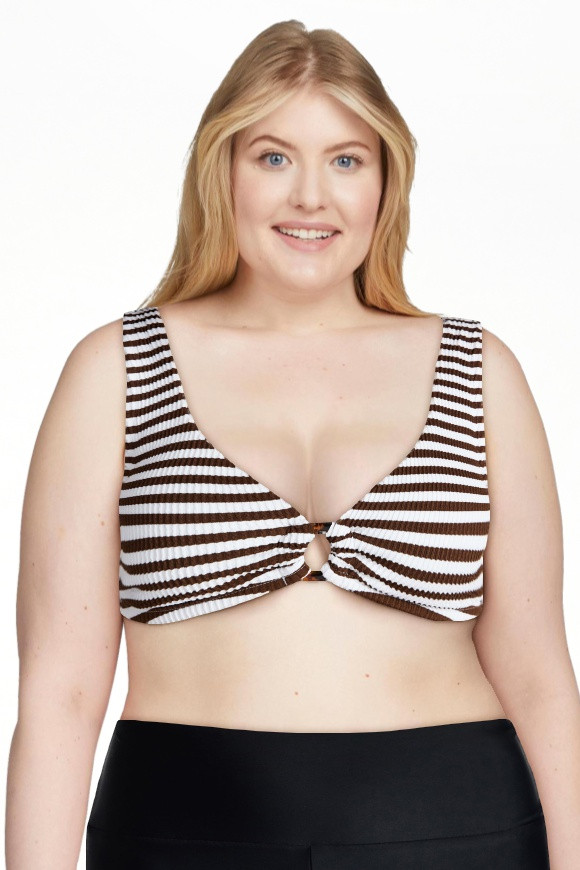 Time and Tru Women's and Women's Plus Size Crinkle Plunge Ring Front Bikini Top, Sizes XS-3X | Walmart (US)