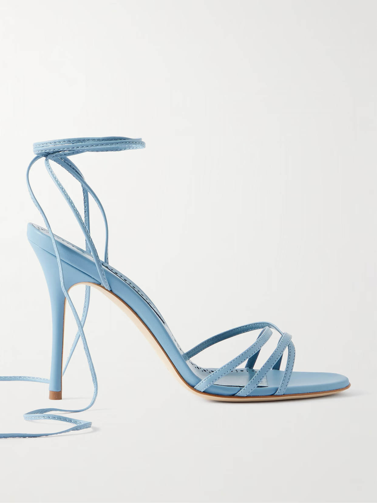 Manolo Blahnik - Leva 105 Leather Sandals - Blue | NET-A-PORTER (US)